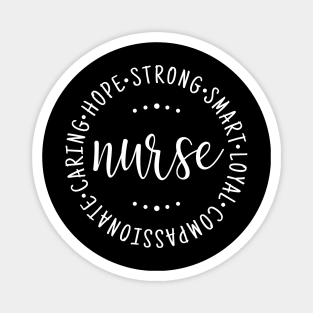 Nurse saying circle design strong, carie, smart Magnet